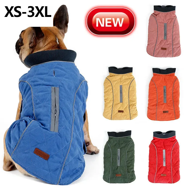 

Winter Dog Jacket Coat Pet Warm Thickened Tank Top Hoodie Sweater New Big Dog Vintage Comfortable Cotton Clothes 6 Colors