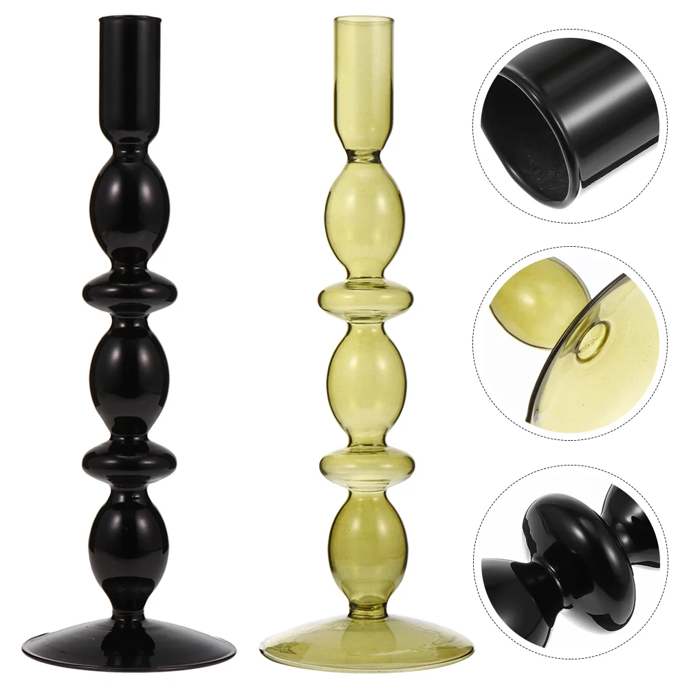 

Glass Holder Vase Stand Holders Decor Candlestick Decorative Pillar Western Kitchen Flower Tealight Candlesticks Vintage Taper
