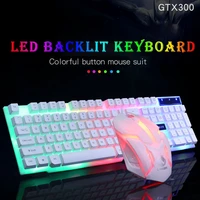 business office work new usb wired gaming keyboard mouse combos rainbow backlight keyboard game set for computer home office