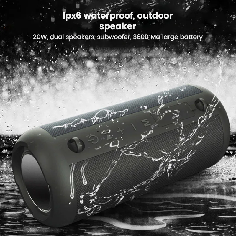 Enlarge Hi-Fi Bluetooth Speaker Portable Subwoofer Outdoor Waterproof  High Power TWS Speaker Music Vibration 3600mAh Drop-proof