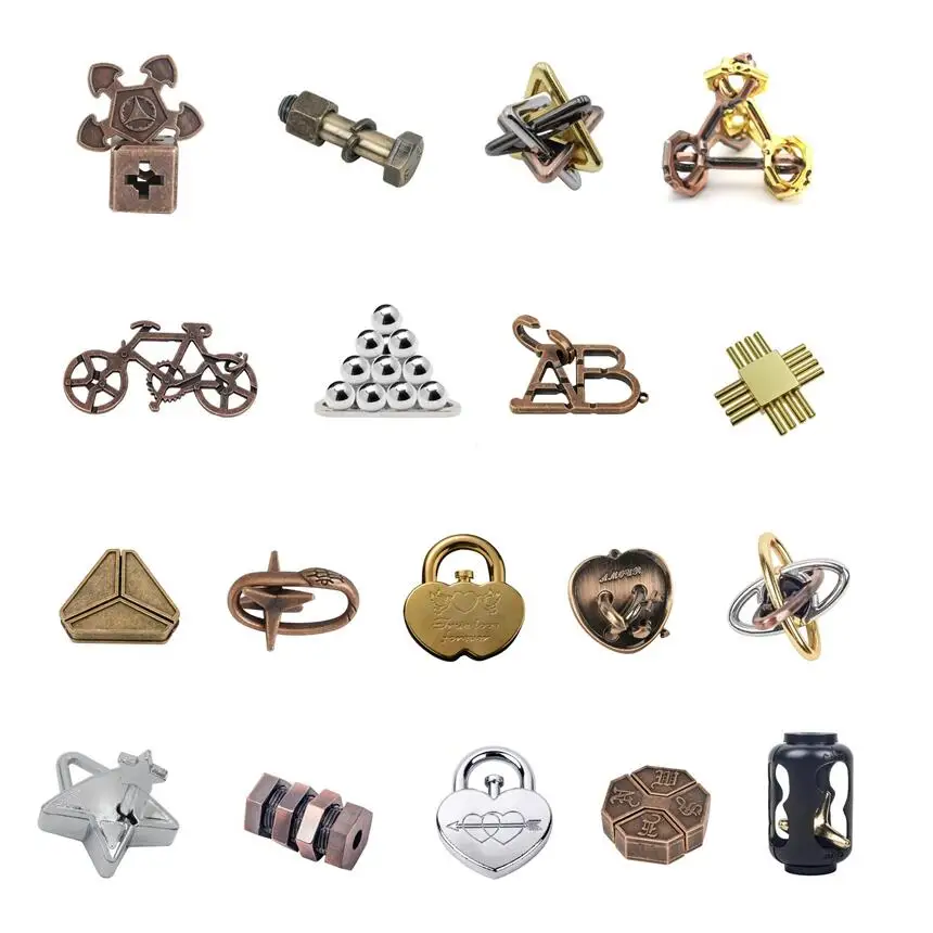 

18PCS per Set Classic IQ Metal Lock Puzzles Mind Brain Teasers Puzzle Game