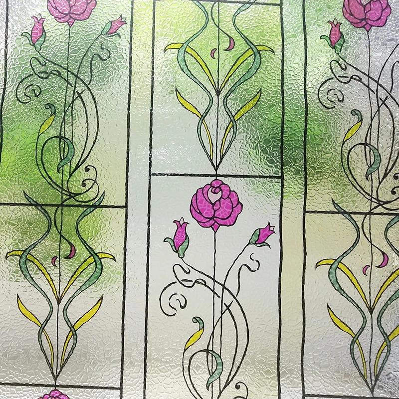 

Высококачественная виниловая пленка для конфиденциальности, без клея, 3D Роза, цветочный статический декоративный матовый дом, офис, оконны...