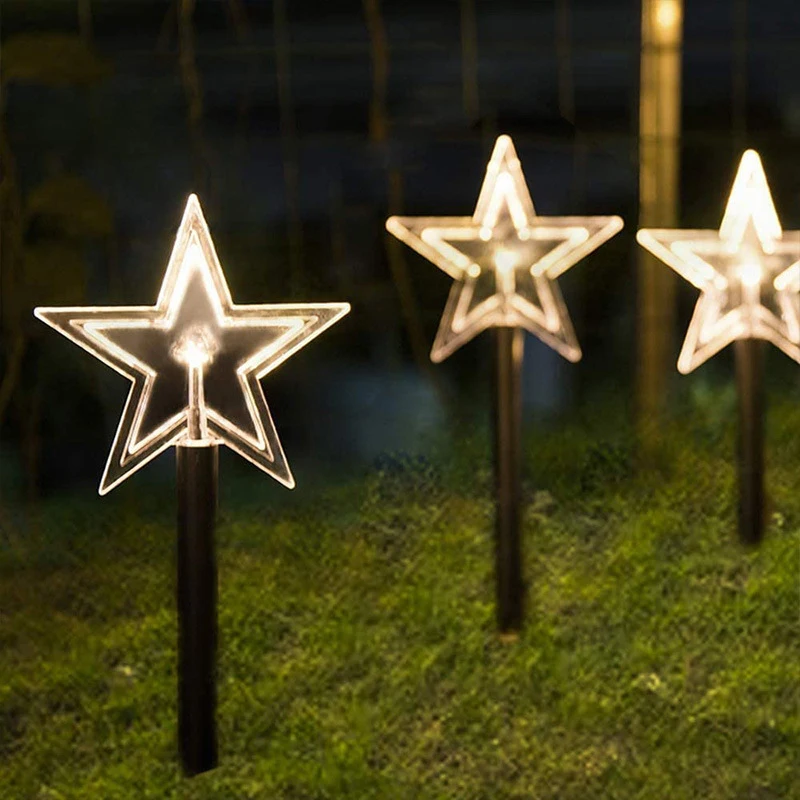 

Solar Lawn Lamp Five-pointed Star/ Snowflake/ Christmas Tree Ground Plug Light for Christmas Wedding Outdoor Decor New Hot 2022