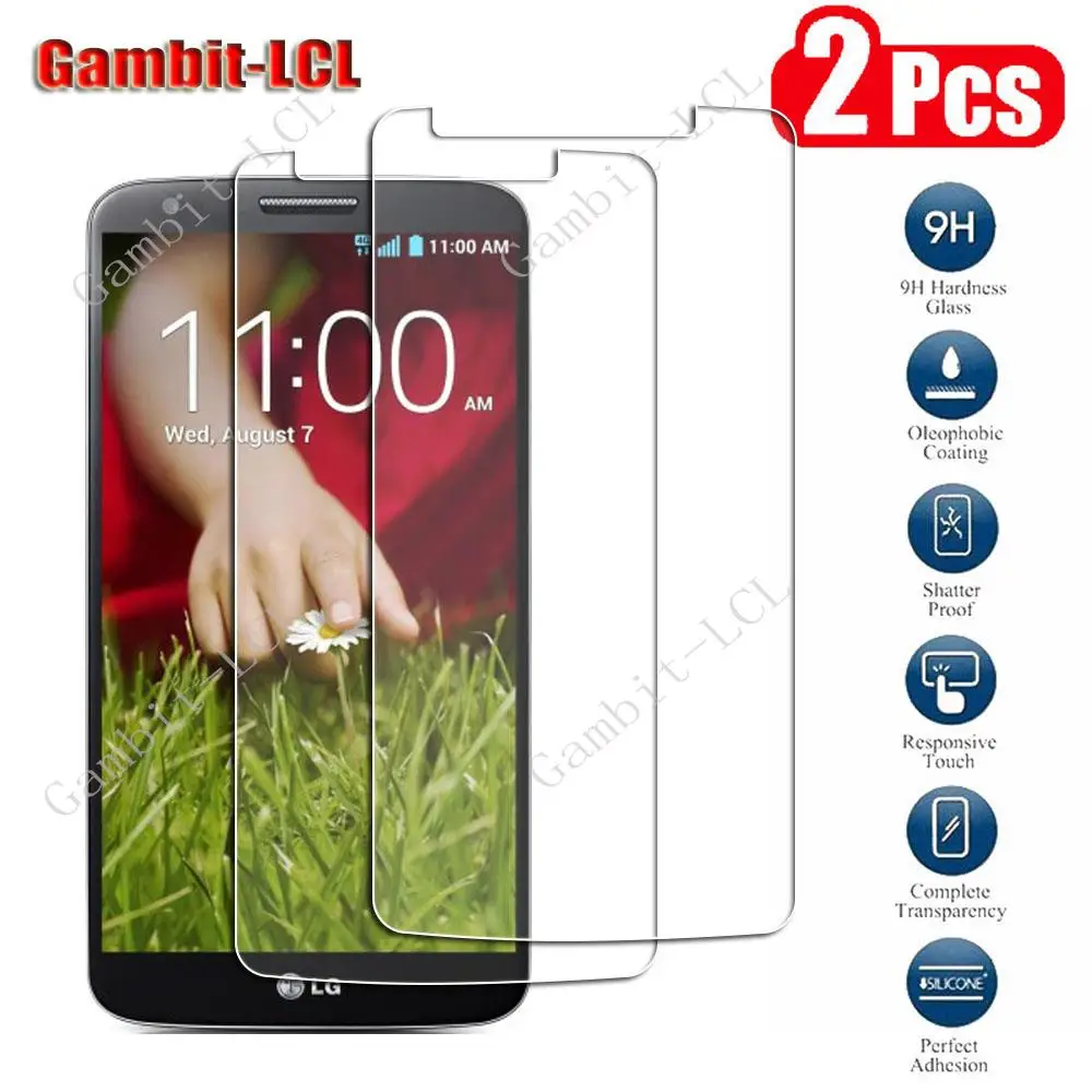 

2PCS 9H HD Protective Tempered Glass For LG G2 5.2" D802, D801, D803, F320K, LS980 Phone Screen Protector Protection Cover Film
