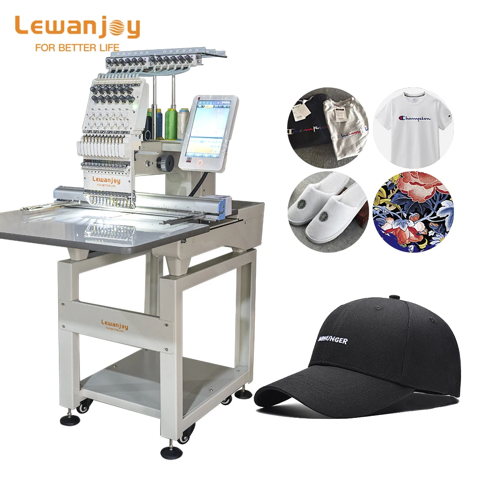 Lewanjoy Home Use Embroidery Machinery Simple Mini Single Head Computerized Embroider Machine For Caps Clothing