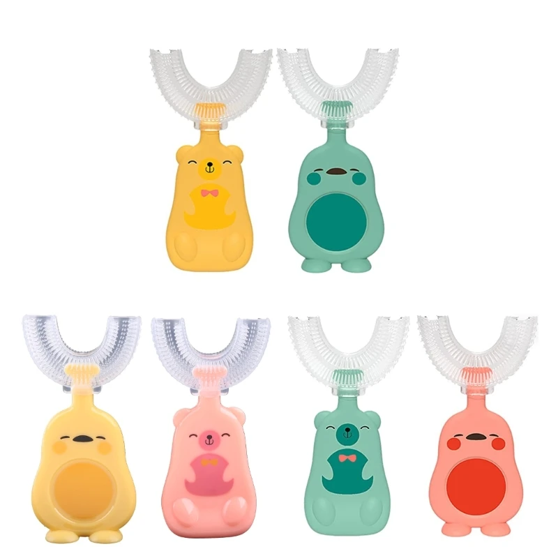 

2Pcs Cartoon Handheld 360 Degree U-shaped Baby Toothbrush Silicone Teeth Brush
