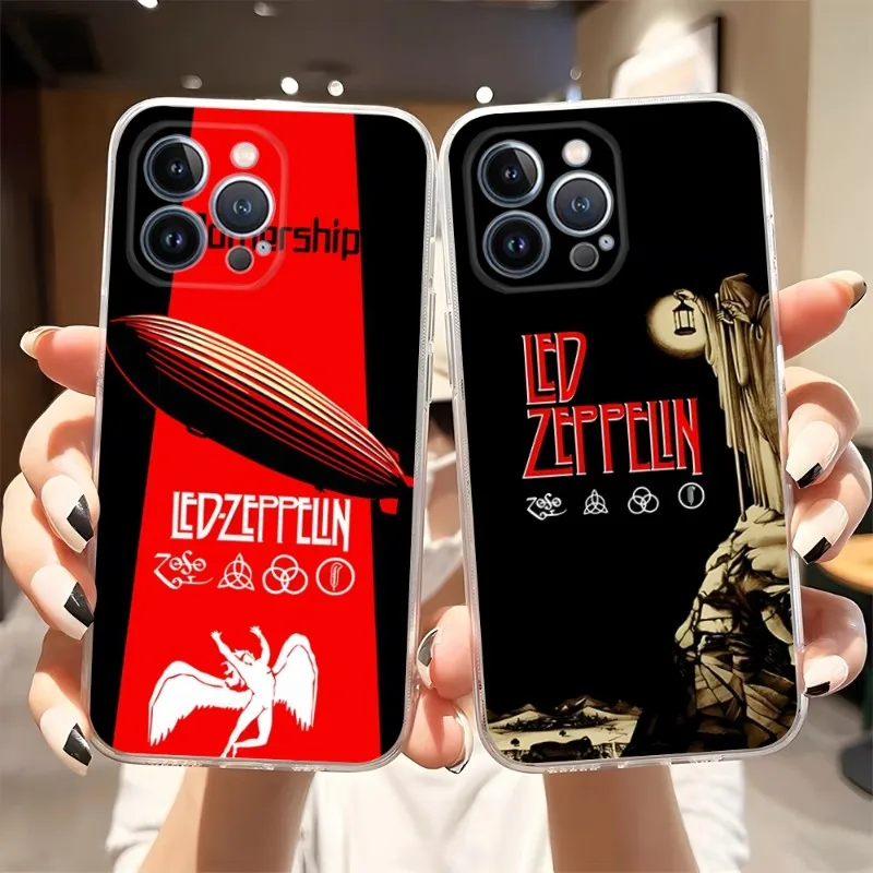 

L-Led Band Zeppelin Phone Case Transparent For Iphone 14Pro 11 12 13 Pro Max Mini 6 6s 7 8 Plus X XR XS SE2020 Cover