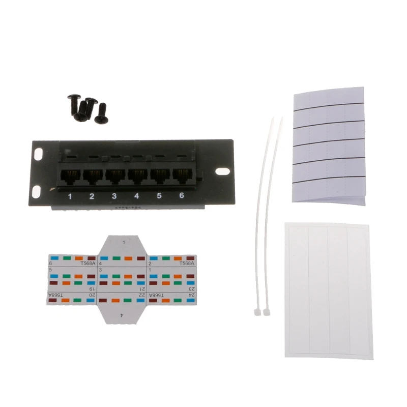 

6-Port CAT5e Shielded Patch Panel RJ45 10G Ready Metal Housing Color-Coded Labeling for T568A and T568B Wiring,Black QXNF
