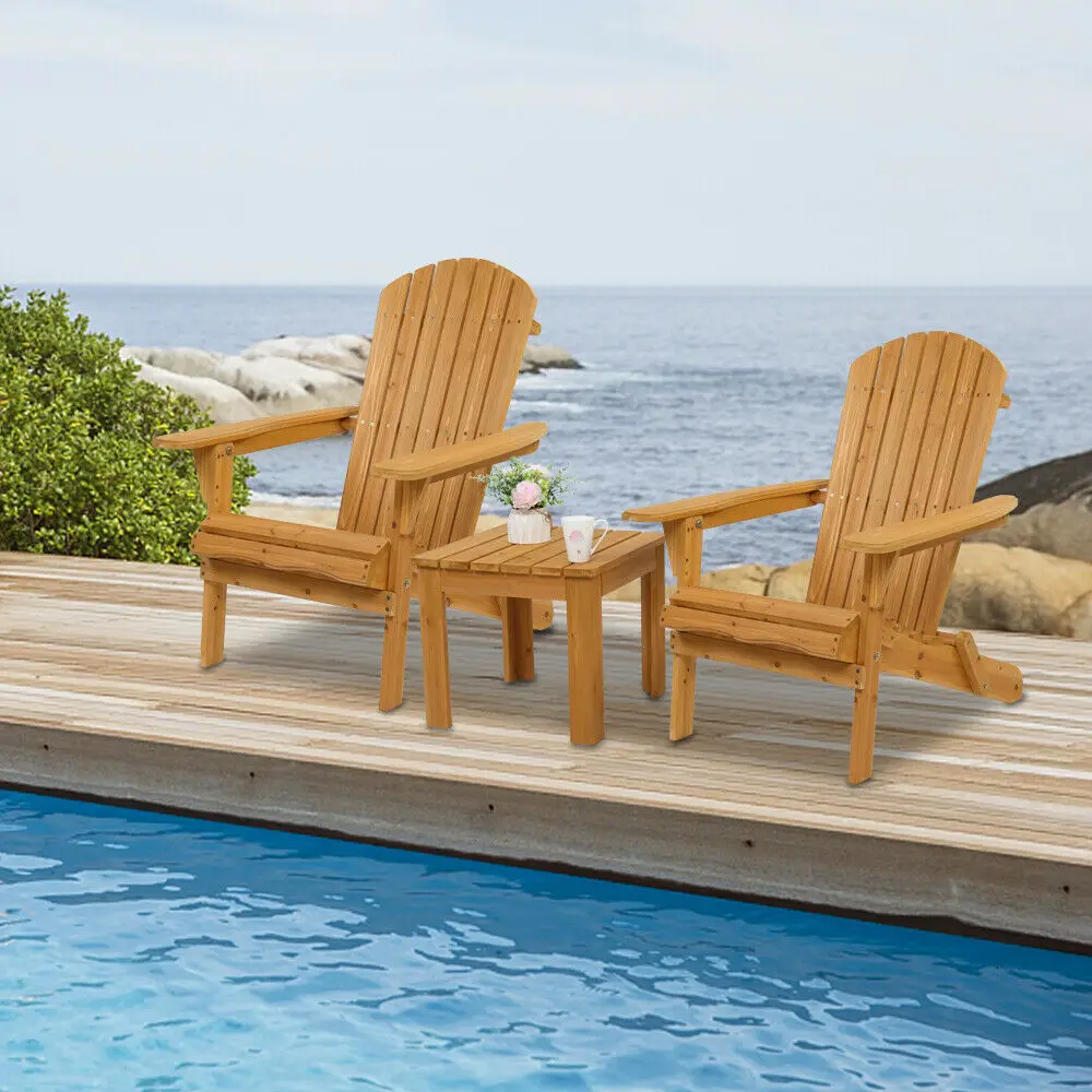

Folding Wooden Adirondack Lounger Chair with Natural Finish
