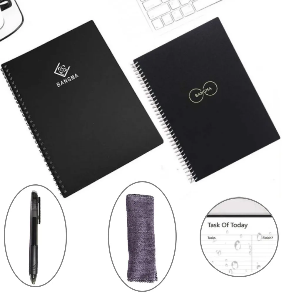 A5 B5 Smart Notebook With Pen&Cloth Reusable Notebook Erasable Microwave Heating Waterproof Notepad Spiral Note Book for School