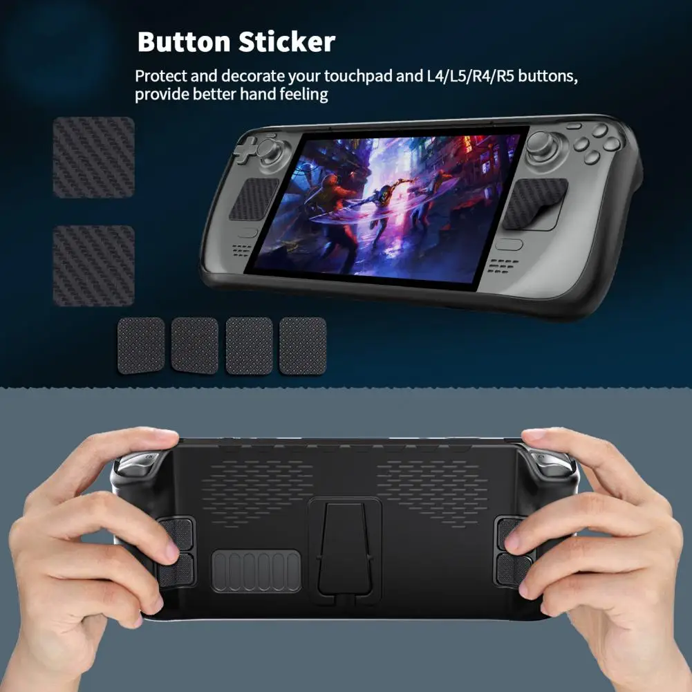 

Protective Shell Lightweight Non-Slip Black Game Console Kickstand Protective Case Stickers TPU Case Game Accessories