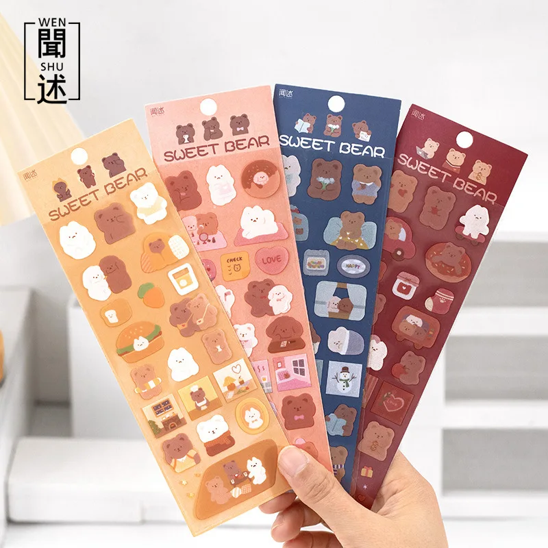 

ICE YOYO 2Sheets Cute Bear Stickers DIY Diary Scrapbooking Creative Decorative Student Planner Journal Kawaii Stickers Supplies