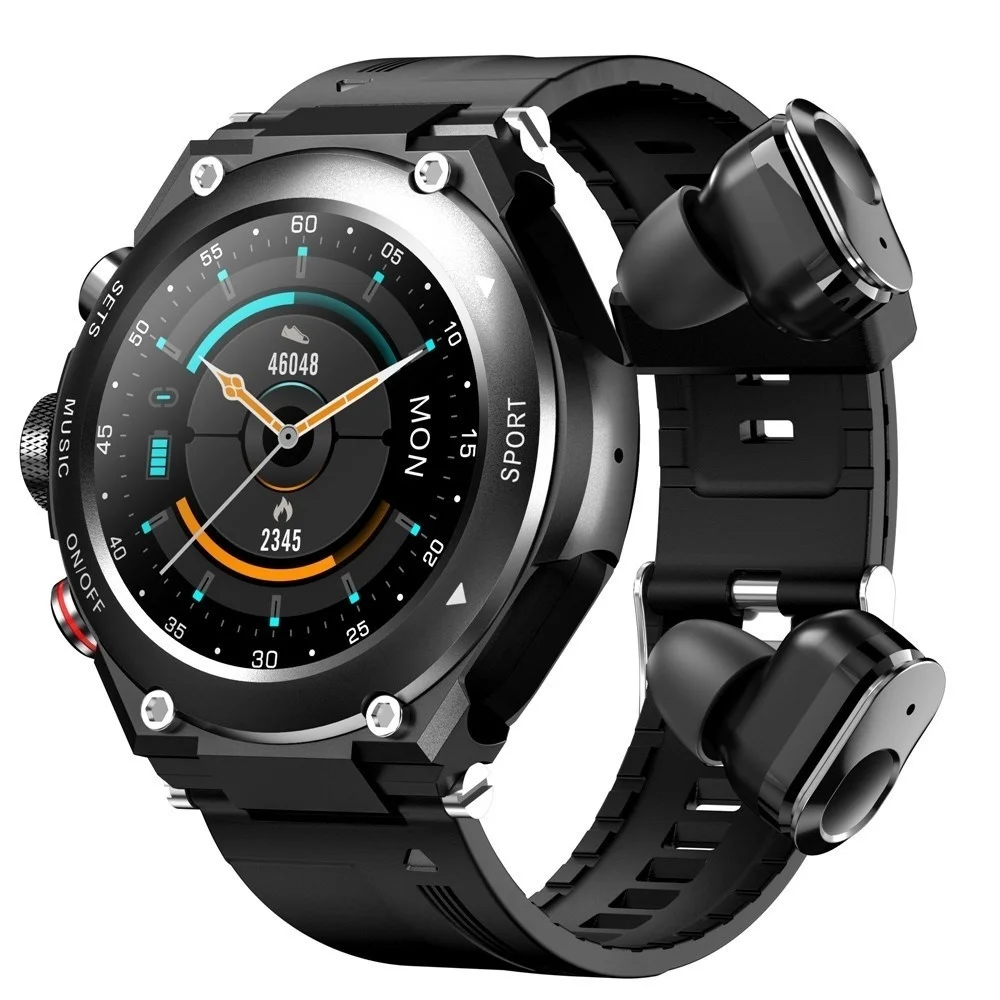 

2022 Smart Watch with earphone 2 in 1Men TWS Bluetooth 5.0 Earphone Call Music Body Temperature DIY Watch Face Sport Waterproof