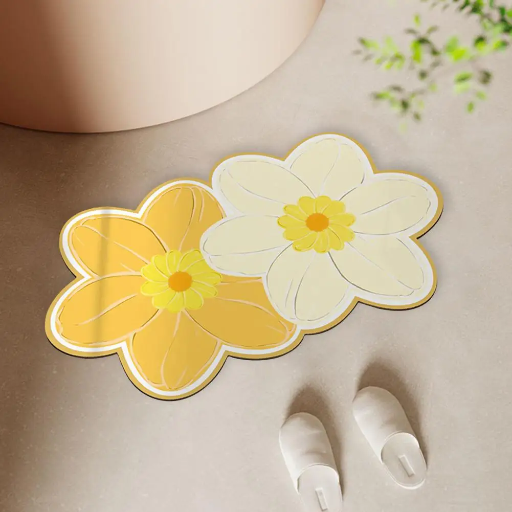 

Entry Door Mat Soft Absorbent Flower Shape Bath Mat Modern Anti-slip Rug for Shower Entry Door Bathroom Supplies Machine