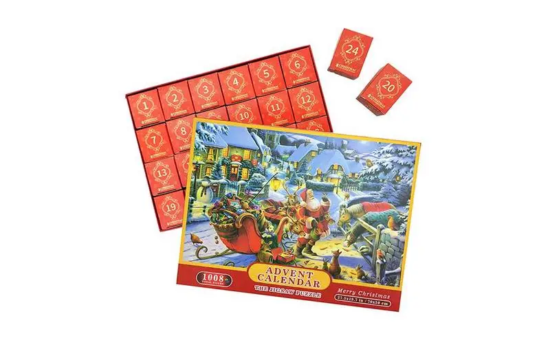 

1008pcs Christmas Advent Calendar Christmas Fireplace Holiday Puzzles 24 Days Christmas Countdown Calendars For Adult Kids Gift
