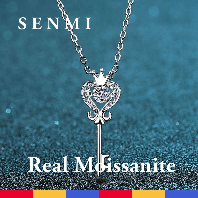 

SENMI Wholesale 0.3ct D Color Moissanite Pendant Necklace for Women Girls Round Cut S925 Sterling Silver Brilliant Crown Jewelry
