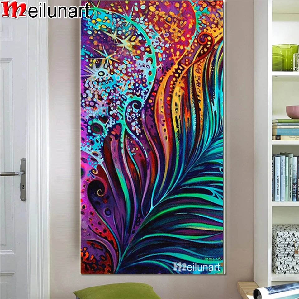 

5D DIY алмазная живопись, цветная чернильная живопись, перья, полная Алмазная вышивка, картина стразы, рукоделие, домашний декор, искусство AS2067