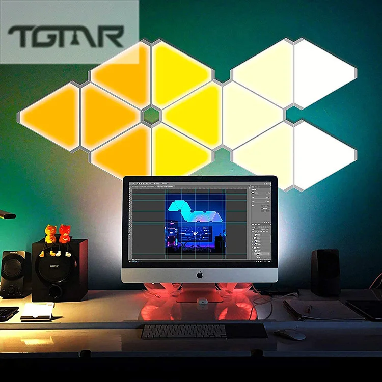 

LED Triangle E-sports Intelligent Voice Control Splicing Quantum Lamp USB Bluetooth Remote Control TV Background Atmosphere Lamp