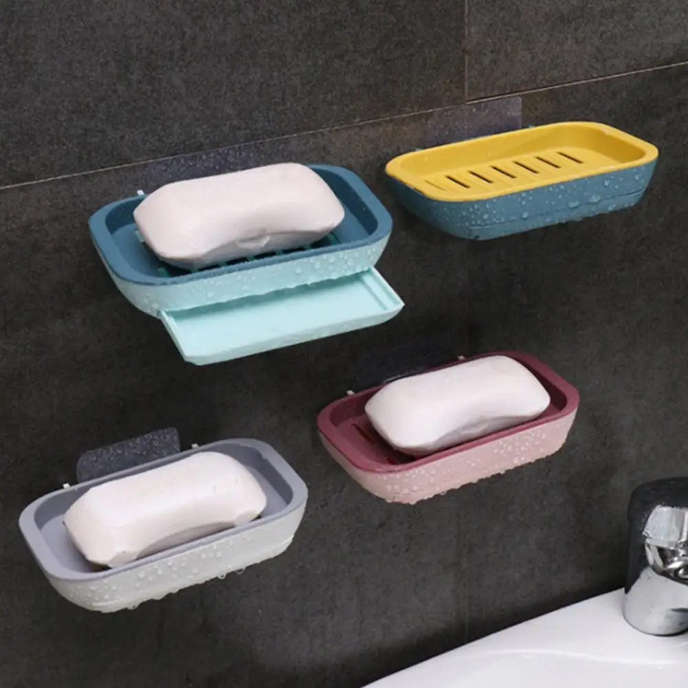

Ready Stock Double-layer Pull-out Wall Hanging Soap Dish Storage Container Bathroom Organizer