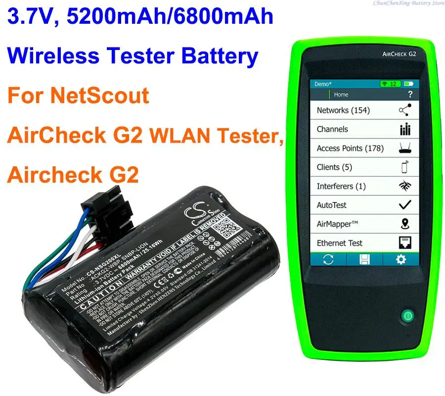 Cameron Sino 5200mAh/6800mAh kablosuz test pil ACKG2-WBP, SNBP-LION için NetScout NetScout, AirCheck
