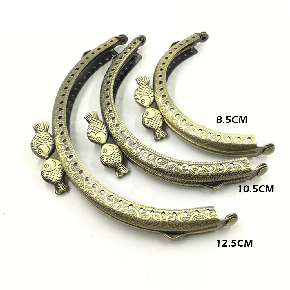 10pcs/lot 8.5cm Fish Head Metal Purse Frame Handle for Clutch Bag Accessories Delicate Making Kiss Clasp Lock Bags Vintage Frame