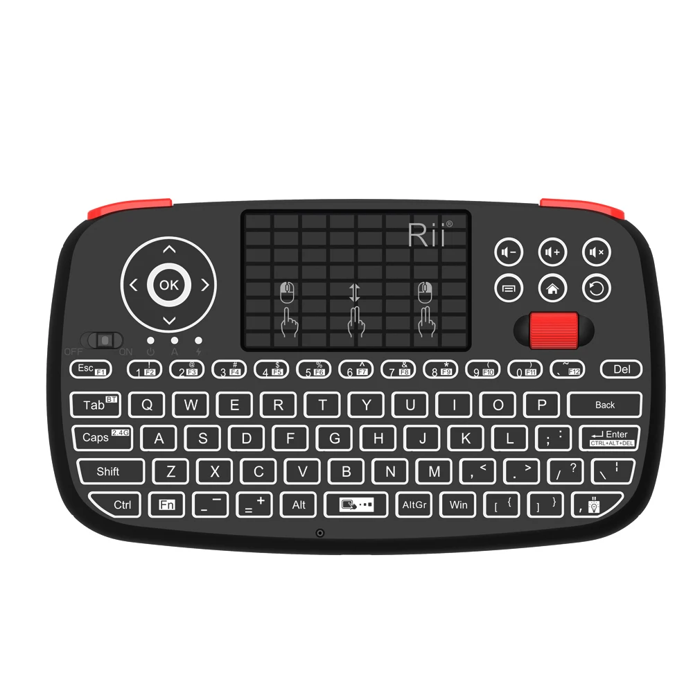 

Rii i4 Spanish Mini Keyboard Bluetooth 2.4G Dual Modes Handheld Fingerboard Backlit Mouse Touchpad Remote Control for PC Android