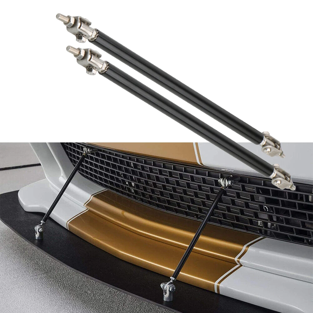 

2PCS Universal Racing Car Front Rear Bumper Lip Splitter Spoiler Support Bar Kit Pull Strut Rod Adjustable 10cm Black