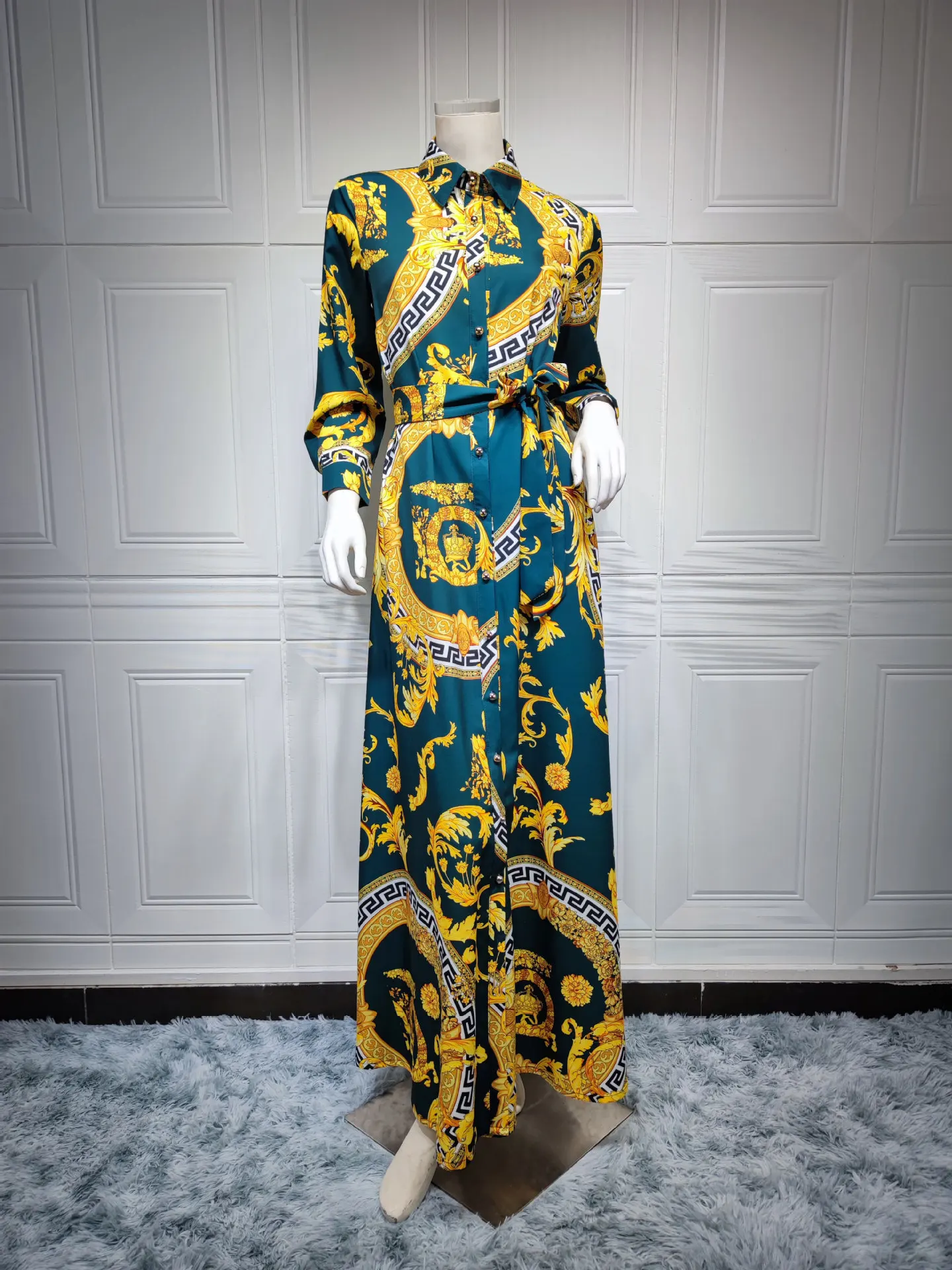 Dress Caftan Marocain Robe Femme Print Lace-up Loose Vestido Longo African Dresses for Women Muslim Clothes Ramadan Kaftan Abaya |
