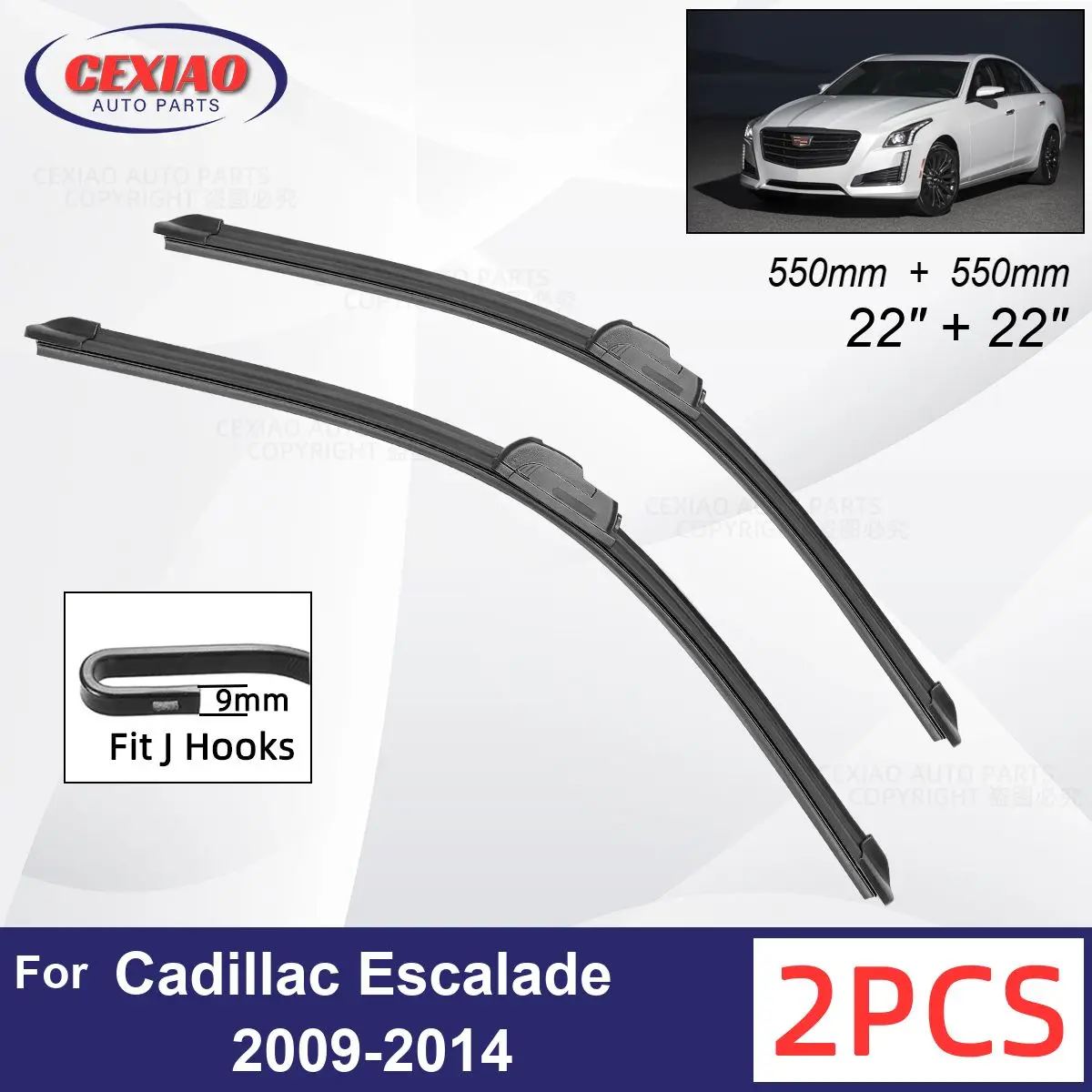 

Car Wiper For Cadillac Escalade 2009-2014 Front Wiper Blades Soft Rubber Windscreen Wipers Auto Windshield 22"+22" 550mm + 550mm