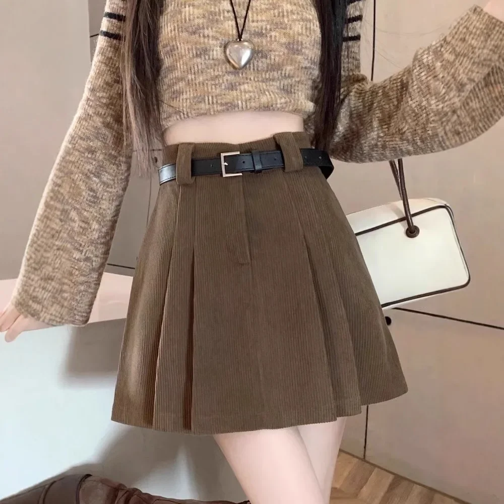 Осень/зима 2023 новый стиль корейская элегантная вельветовая юбка трапециевидной