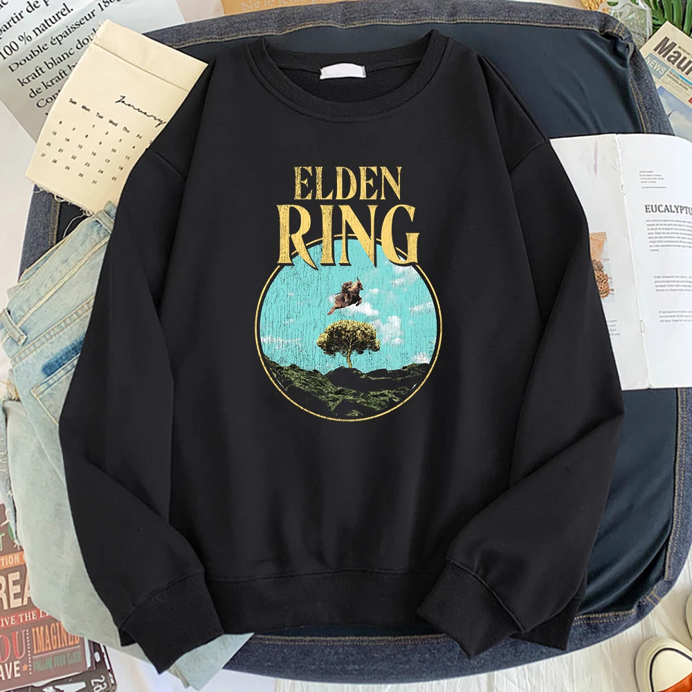 

Cosplay Game Elden Ring Vintage Printing Male Long Sleeves Crewneck Loose Swetshirt Vintage Autumn Fleece Clothes Mens Pullovers