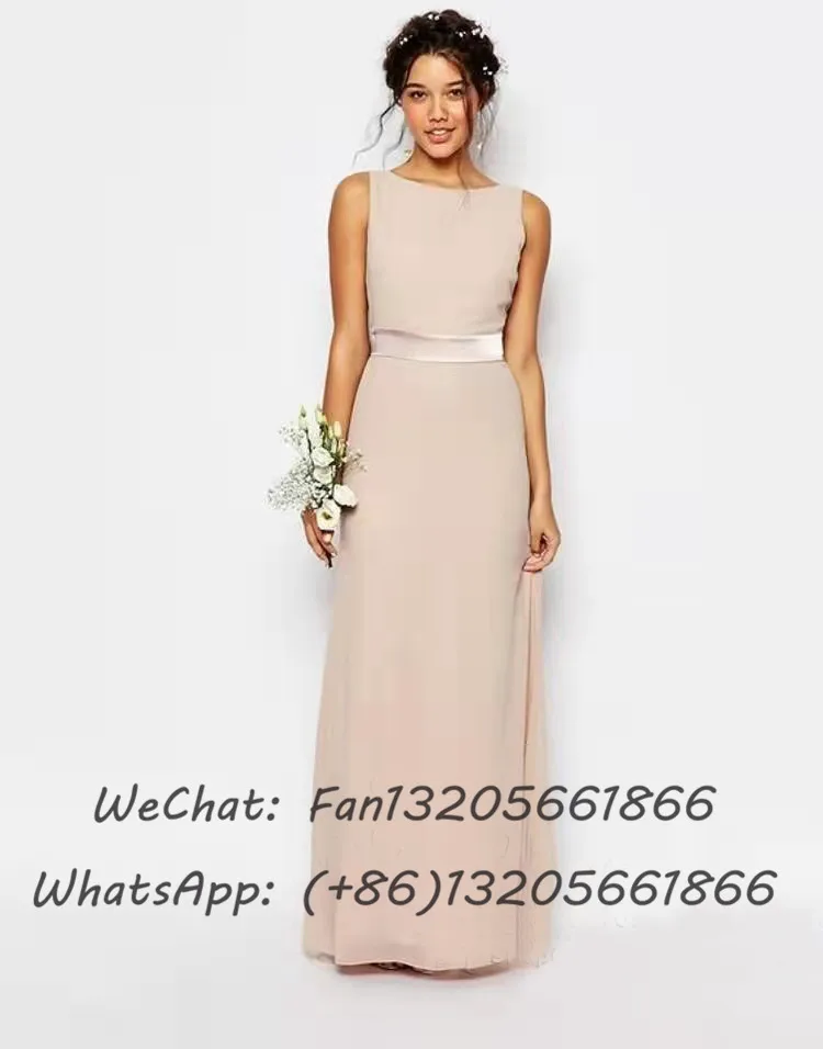 Шифоновые платья цвета шампанского с юбкой-годе для подружек невесты 2022 длинное