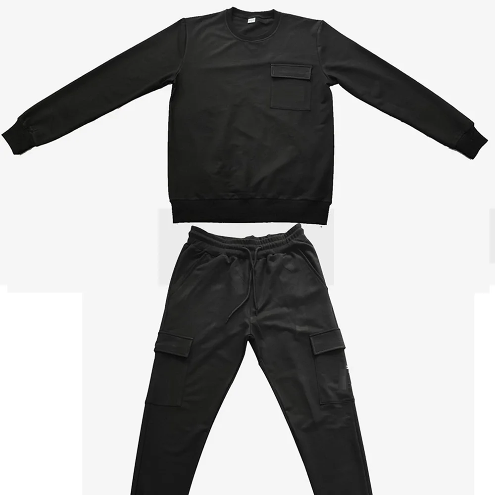 Мужские хлопковые тренировочные костюмы синие комплекты для спортзала