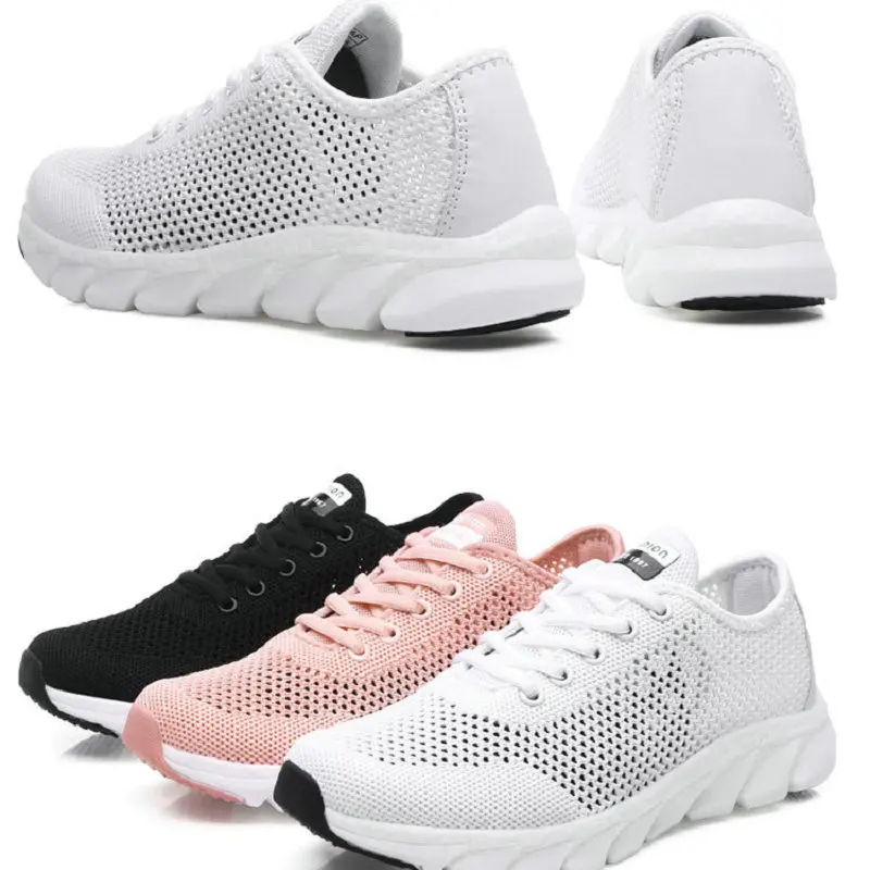 2023 New Summer Korean Mesh Comfortable Nice Women Shoe Breathable Hollow Sports Walking Sneakers Casual Flat Ladies Solid Shoes
