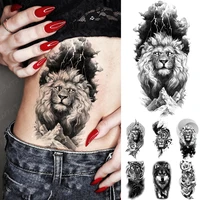 waterproof temporary tattoo sticker lightning lion tiger wolf owl flash transfer tatto women men arm waist body art fake tattoos