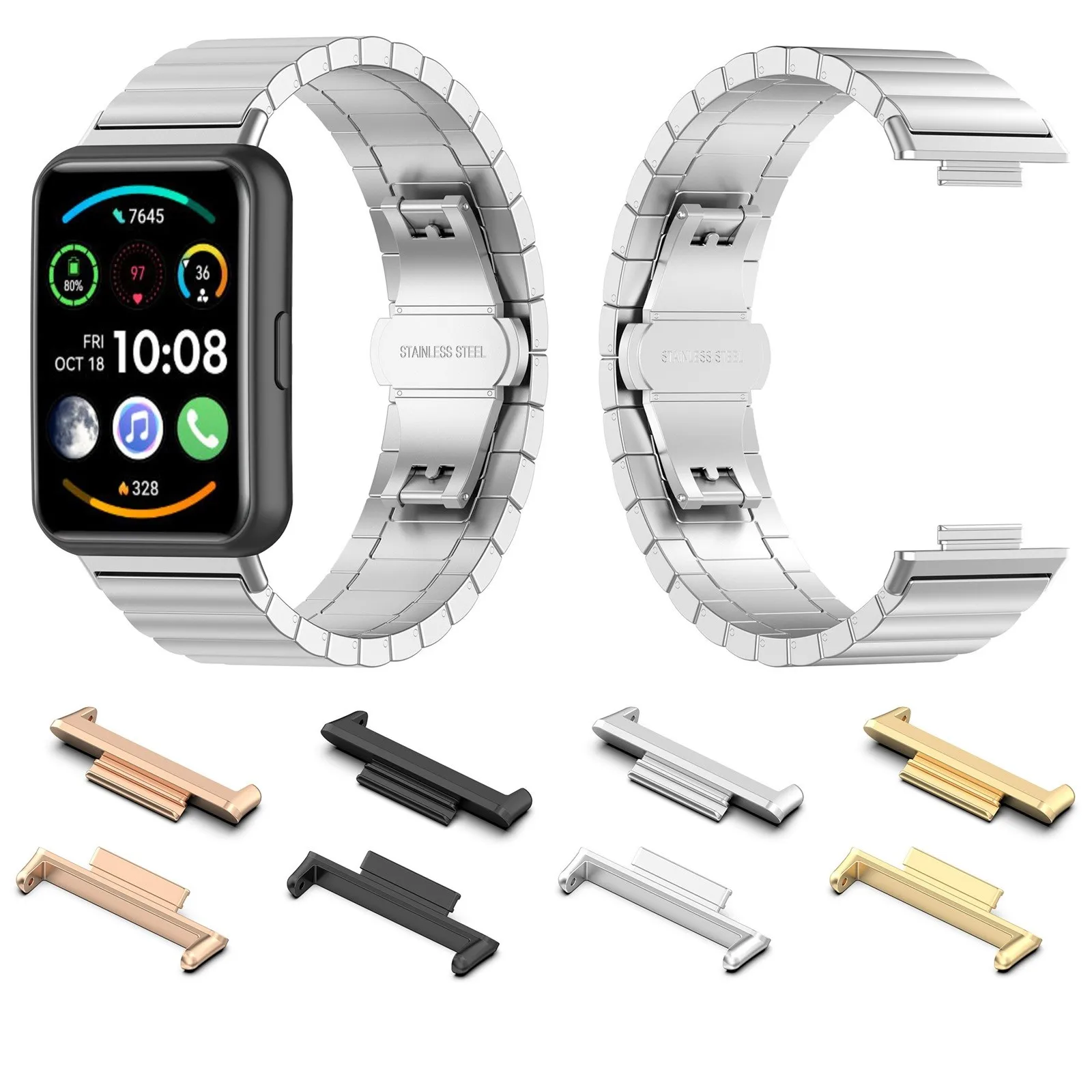 

1 Pair Of Watch Connectors Compatible With Huawei Watch Fit2 Watch Stainless Steel Watch Personalized Silicone Wristbands Bulk