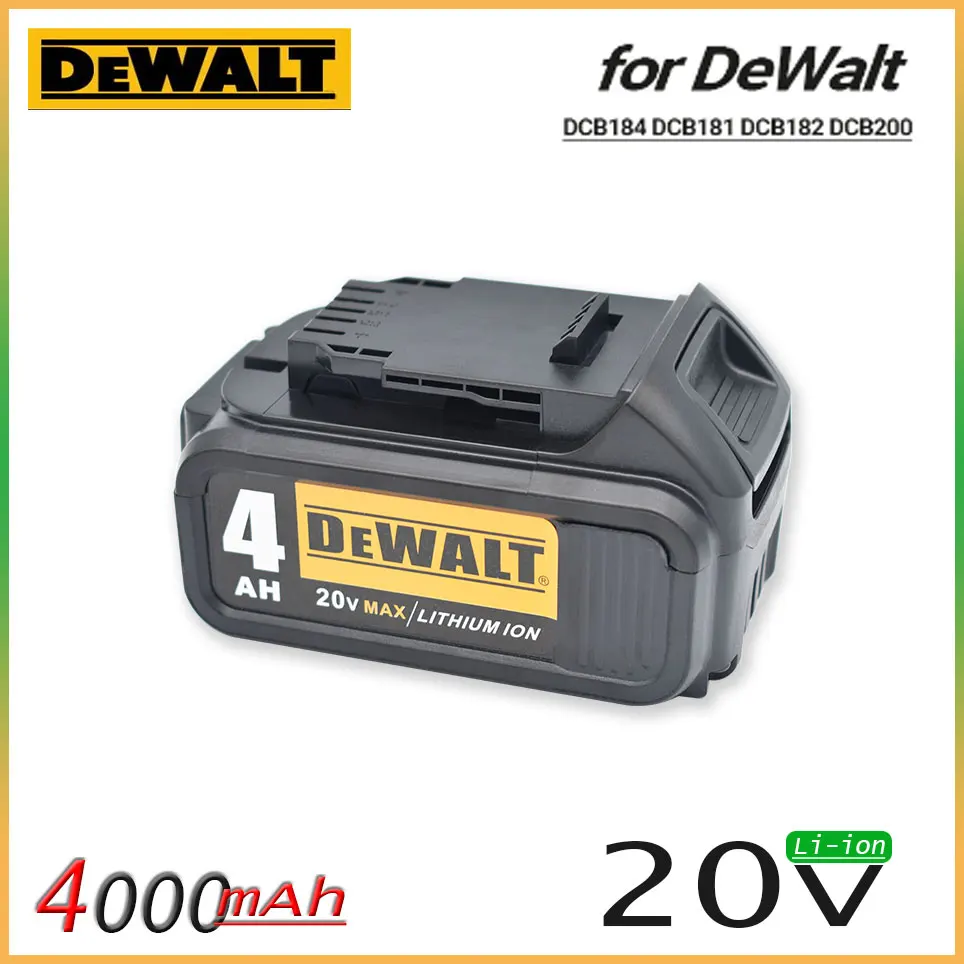 DeWalt 100% Original 20V 4000mAh Rechargeable Power Tools Battery with LED Li-ion Replacement DCB205 DCB204-2 20V DCB206