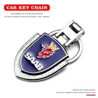 car keychain 3d alloy metal car logo shield shaped keyring accessories for saab 9 3 9 5 93 95 900 9000 03 10 9 3 sweden deca etc