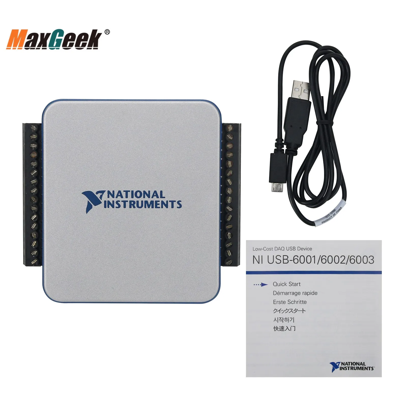 Maxgeek NI USB-6002 USB многофункциональная карта сбора данных DAQ 8AI 16-bit 2AO Digital I/O Labview |