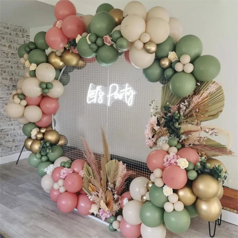 

142pcs INS Avocado Green Balloons Vintage Pink Balloon Garland Wedding Party Background Wall Decor Birthday Baby Shower Supplies