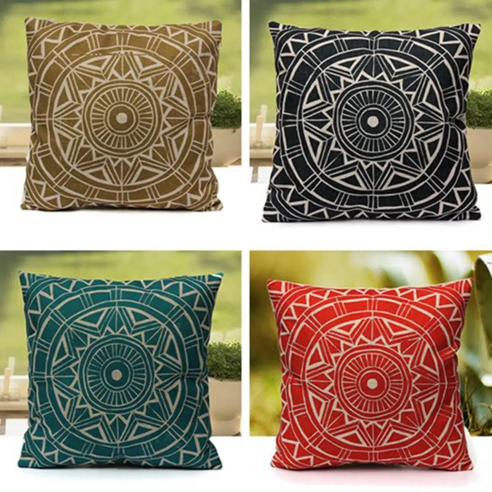 

Pillow Cover Geometric Pattern Wear Resistant Flax Cushion Linen Pillowcase Decoration for Home
