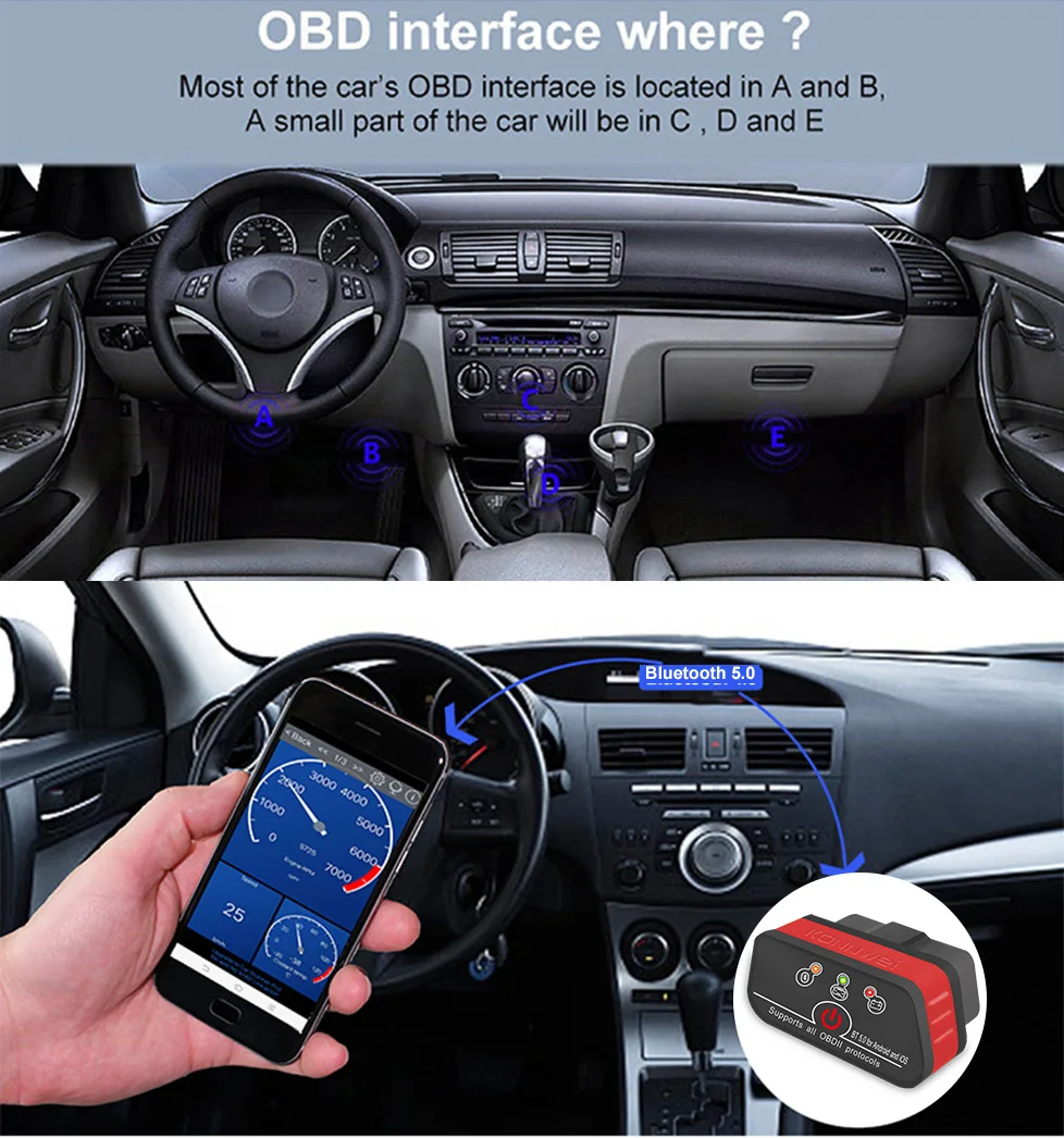 Автомобильный OBD2 iCar2 Bluetooth 5.0 ELM327 V1.5 OBDII для Android/IOS Anto сканер ELM 327 Auto OBD 2
