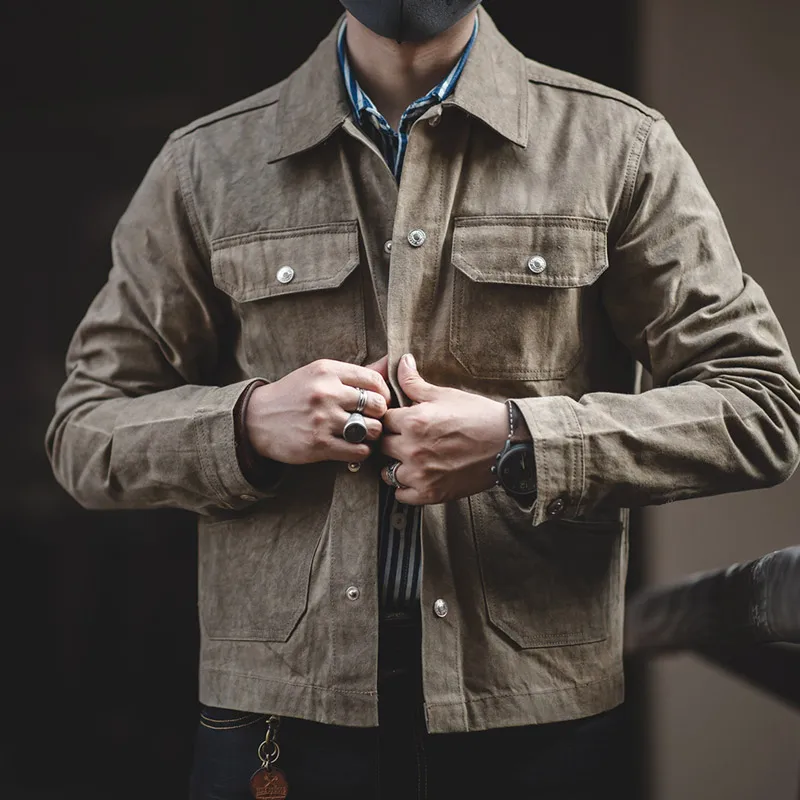 2022 Men Spring Autumn Vintage Multi-pocket Jackets Men's Motorcycle Long Sleeve Coats Male Solid Color Casual Outerwear G347