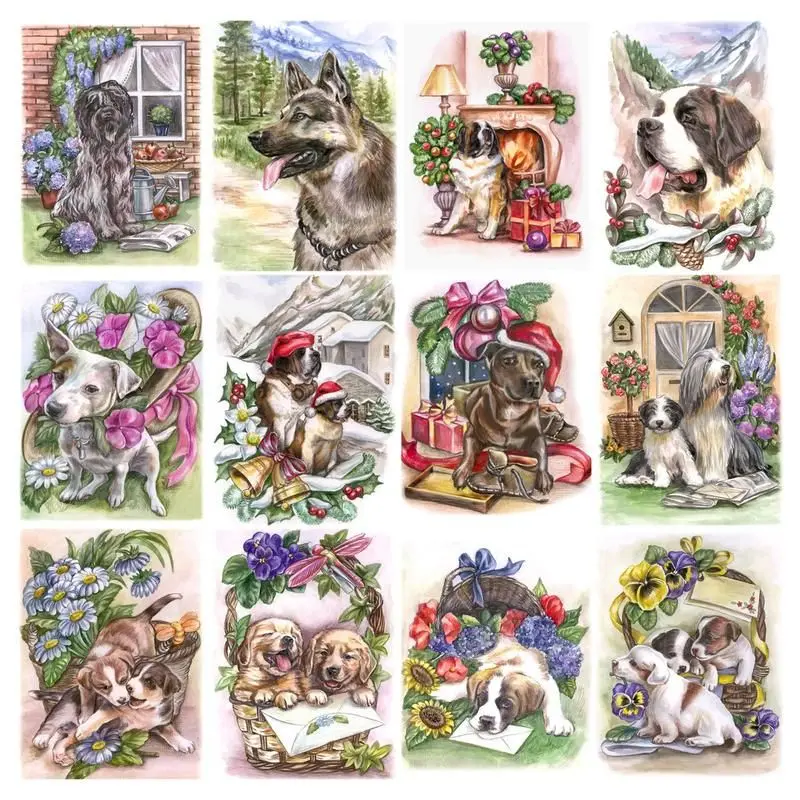 

RUOPOTY DIY Painting By Numbers Dog HandPainted Acrylic Paints Oil Painting Pictures By Numbers Wall Art Kill Time Home Decor