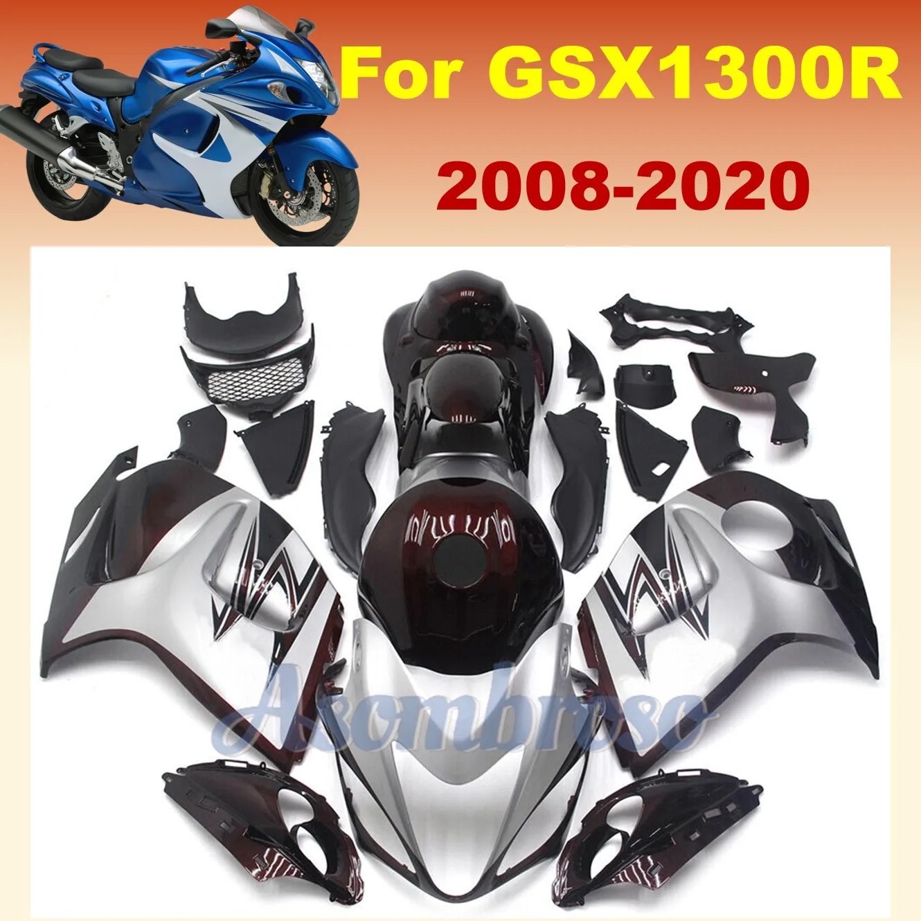 Injection Fairings Kits For GSX1300R 2008-2020 19 18 16 17 09 12 15 13 10 Hayabusa GSX-1300R Motorcycle Fairing Silvery Black