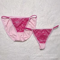 2pcs factory direct sales womens rose pink bilateral elastic lace briefs t back womens underwear set underwear women cute