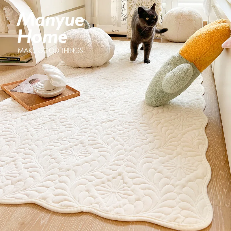 

Milky white rugs for bedroom aesthetic kids room decorate bay window mat Soft washable Thickened sponge living room carpets
