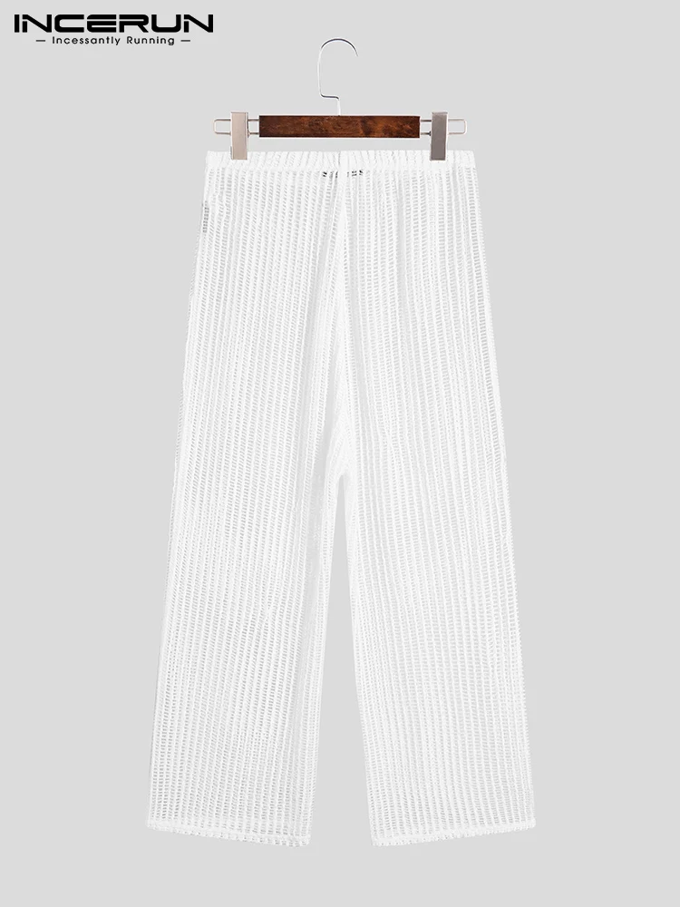 INCERUN Stylish Sexy Hot Sale Trousers New Men's Homewear Pantalons Casual Male Hot Sale Breathable Mesh See-through Pants S-5XL