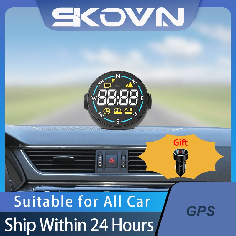 

2023 New Intelligent GPS HUD Gauge Speed Display Gesture Recognition Clock Altitude Ambient Light Head Up Display for All Cars