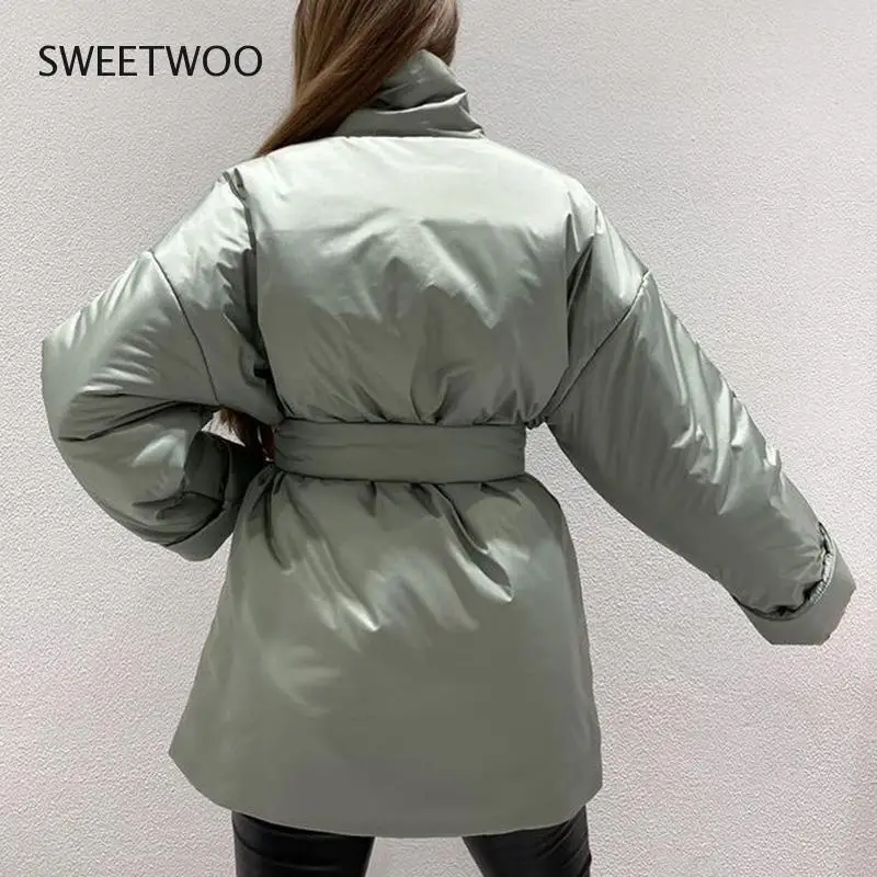 Casual Collected Waisted Parkas Women Fashion Simple Coats Women Elegant Spring Stand Collar Cotton Jackets Female Ladies Tide